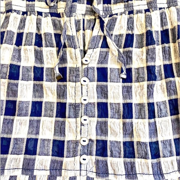 Anthropologie Pilcro And The Letterpress Blue & White Neve Checkered Top, Small - Picture 4 of 12